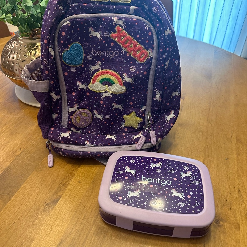 Bentgo Purple Unicorn Kids Backpack and Lunchbox Set